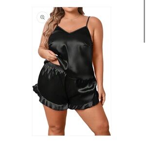 Elegant Black Satin Pajama Set